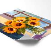 Sunflower Vase | Floral Yellow Bouquet Watercolor Poster (Ecke)
