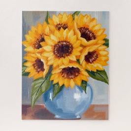Sunflower Vase Watercolor Flower Bouquet Puzzle