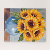 Sunflower Vase Watercolor Flower Bouquet Puzzle (Horizontal)