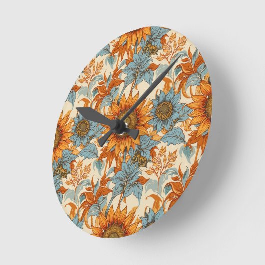 Sunflower Wall Clock Runde Wanduhr (Winkel)