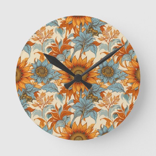 Sunflower Wall Clock Runde Wanduhr (Vorderseite)