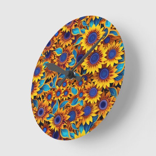Sunflower Wall Clock Runde Wanduhr (Winkel)