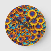 Sunflower Wall Clock Runde Wanduhr (Vorderseite)