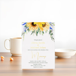 Sunflower Watercolor Boho Gold Wedding Invitation Folien Feiertagskarte