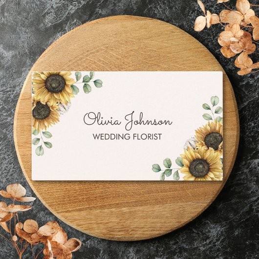 Sunflower Watercolor Business Card Visitenkarte