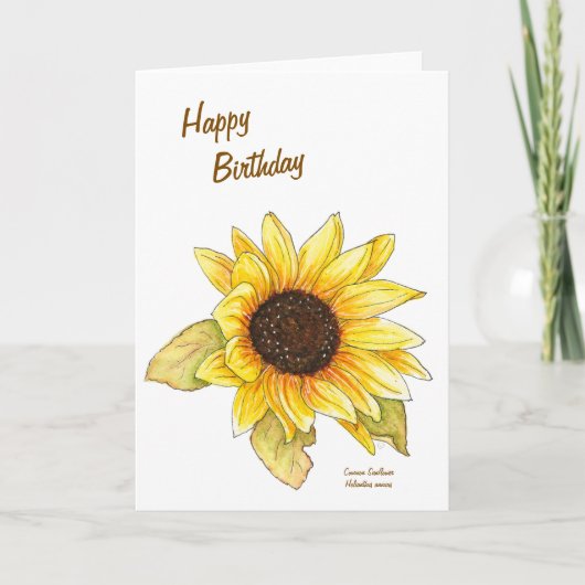 Sunflower watercolor customizable greeting card karte (Vorderseite)
