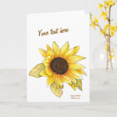 Sunflower watercolor customizable greeting card karte (Gelbe Blume)