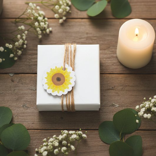 Sunflower Watercolor Floral Wedding Geschenkanhänger