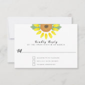 Sunflower Watercolor Floral Wedding RSVP Karte (Vorderseite)