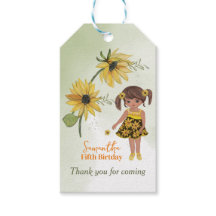 Sunflower Watercolor Girl Geburtstag Vielen Dank