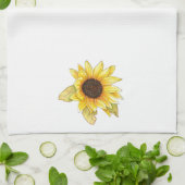 Sunflower watercolor tea towel kitchen towel geschirrtuch (Gefaltet)