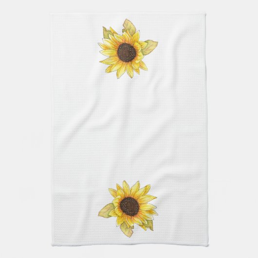 Sunflower watercolor tea towel kitchen towel geschirrtuch (Vertikal)