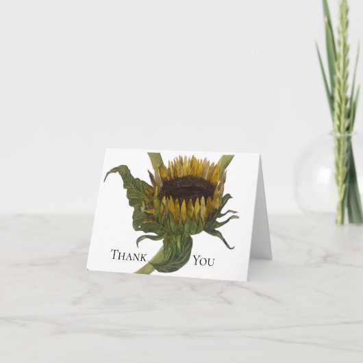 Sunflower Watercolor Thank You Card Dankeskarte (Vorderseite)