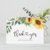 Sunflower Watercolor Vielen Dank Dankeskarte (Stehend Vorderseite)