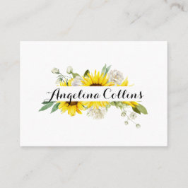 Sunflower watercolor white rose wedding platzkarte