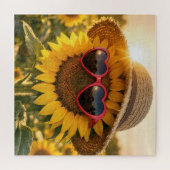 Sunflower Wearing Sunglasses and Straw Hat Puzzle (Horizontal)