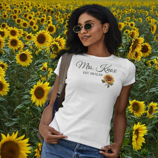 Sunflower Wedding Bride Frau etabliert T-Shirt
