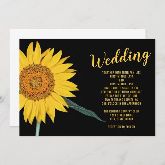 Sunflower Wedding Invitation Einladung (Vorne/Hinten)