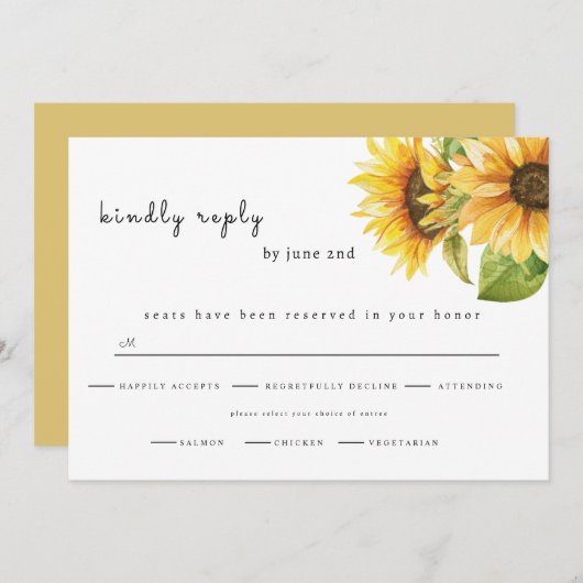 Sunflower wedding RSVP Save The Date (Vorne/Hinten)