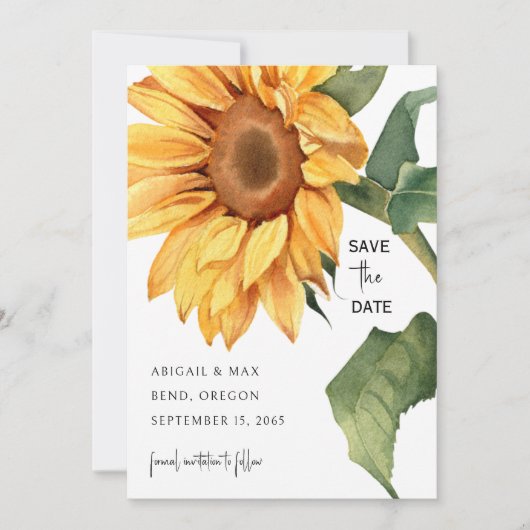 Sunflower Wedding Website Save the Date (Vorderseite)