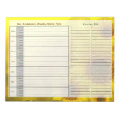 Sunflower Weekly Personalized Menu Plan Notepad Notizblock (Vorderseite)