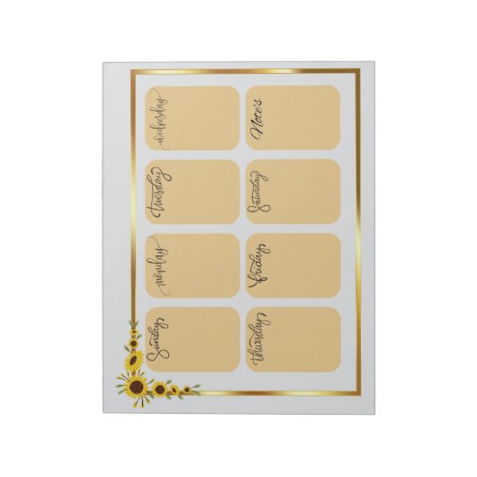 Sunflower Weekly Planner Notizblock (Rotiert)