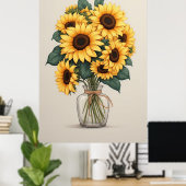 Sunflower Wildflower Botanical Art Poster (Heimbüro)