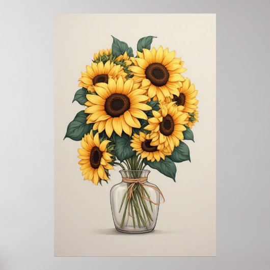 Sunflower Wildflower Botanical Art Poster (Vorne)