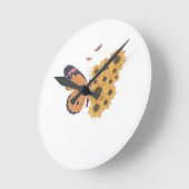 Sunflower Wings Timepiece – Butterfly Nature Wall Runde Wanduhr (Winkel)