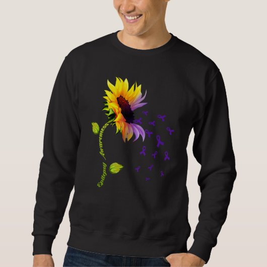 Sunflower With Purple Ribbon Epilepsy Awareness Da Sweatshirt (Vorderseite)