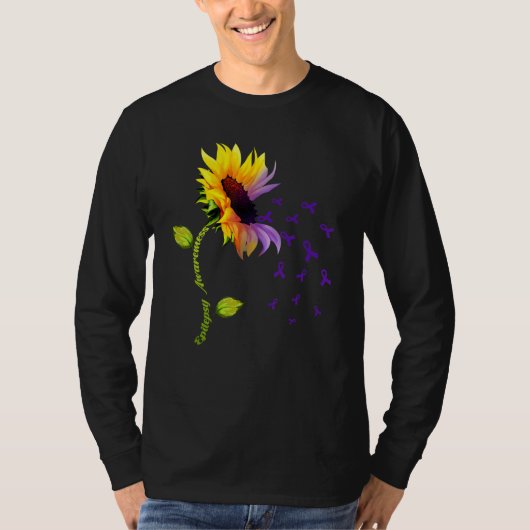 Sunflower With Purple Ribbon Epilepsy Awareness Da T-Shirt (Vorderseite)