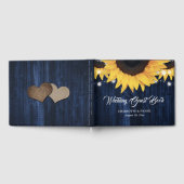 Sunflower Wood String Lights Navy Blue Wedding Gästebuch (Voll)