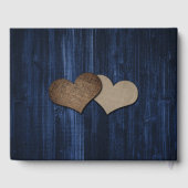 Sunflower Wood String Lights Navy Blue Wedding Gästebuch (Rückseite)