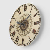 Sunflower wooden Wall Clock Große Wanduhr (Winkel)