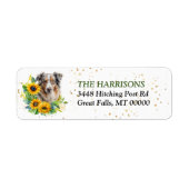 Sunflower Wreath Blue Merle Aussie Rücksendeadress (Vorne)