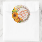 Sunflower Wreath Happy Thanksgiving Runder Aufkleber (Tasche)