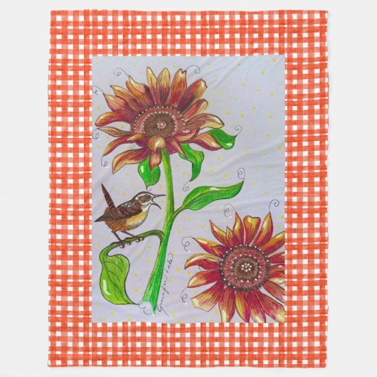 Sunflower Wren Blanket Fleecedecke (Vorderseite)