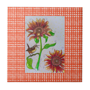 Sunflower Wren Tile Fliese