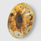 Sunflower Yellow Beautiful Country Floral Design Große Wanduhr (Winkel)