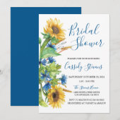 Sunflower Yellow Blue Floral Fall Bridal Shower Einladung (Vorne/Hinten)