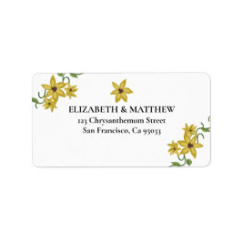 Sunflower Yellow Floral Botanical Hand drawn Oil Adressaufkleber