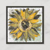 Sunflower Yellow Green Black Watercolor Style Art Quadratische Visitenkarte (Vorderseite)
