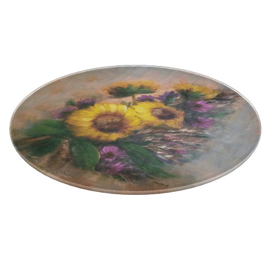 Sunflowers 12" Round Schneidebrett (Ecke)