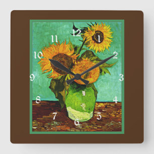 Sunflowers, 3, by Vincent van Gogh, Quadratische Wanduhr