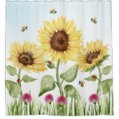 Sunflowers and Bees Duschvorhang (Vorderseite)