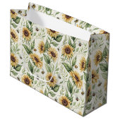 Sunflowers and Bumble Bees Floral Gift Bag Große Geschenktüte (Vorderseite Schrägansicht)