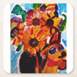 Sunflowers and chihuahua  rechteckiger pappuntersetzer