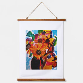 Sunflowers and chihuahua  wandteppich mit holzrahmen