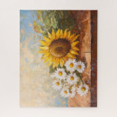Sunflowers and Daisies on Rustic Table Puzzle (Vertikal)