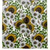 Sunflowers and daisies, summer garden 3 duschvorhang (Vorderseite)